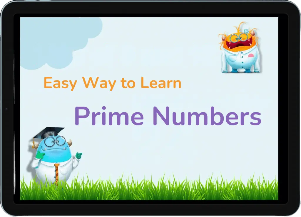 A friendly illustration titled "Easy Way to Learn Prime Numbers" featuring colorful characters.